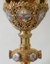 Solid silver gilt antique French Marian Gothic Chalice.